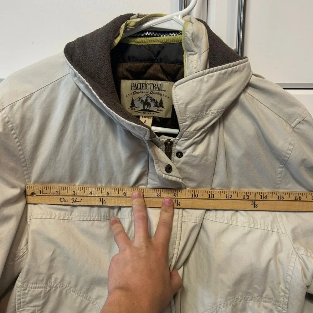 Pacific Trail Seattle USA Cream Beige Quilted Lined Outdoor Jacket Womens Large